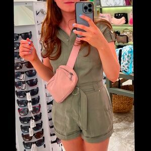 Guess Olive Green Utility Romper XS